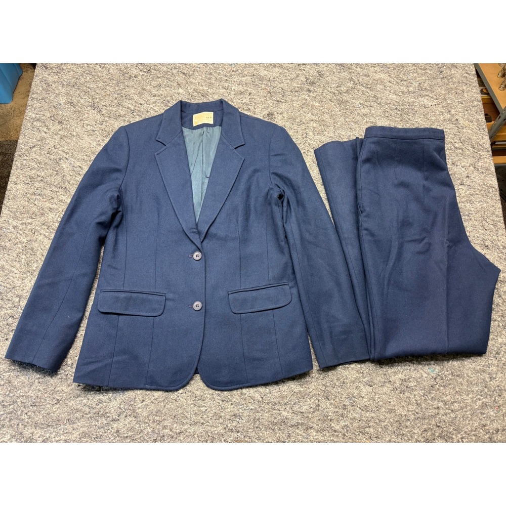 Vintage Pendleton Navy Blue Pure Virgin Wool 2 Piece Blazer Pant Suit USA Made